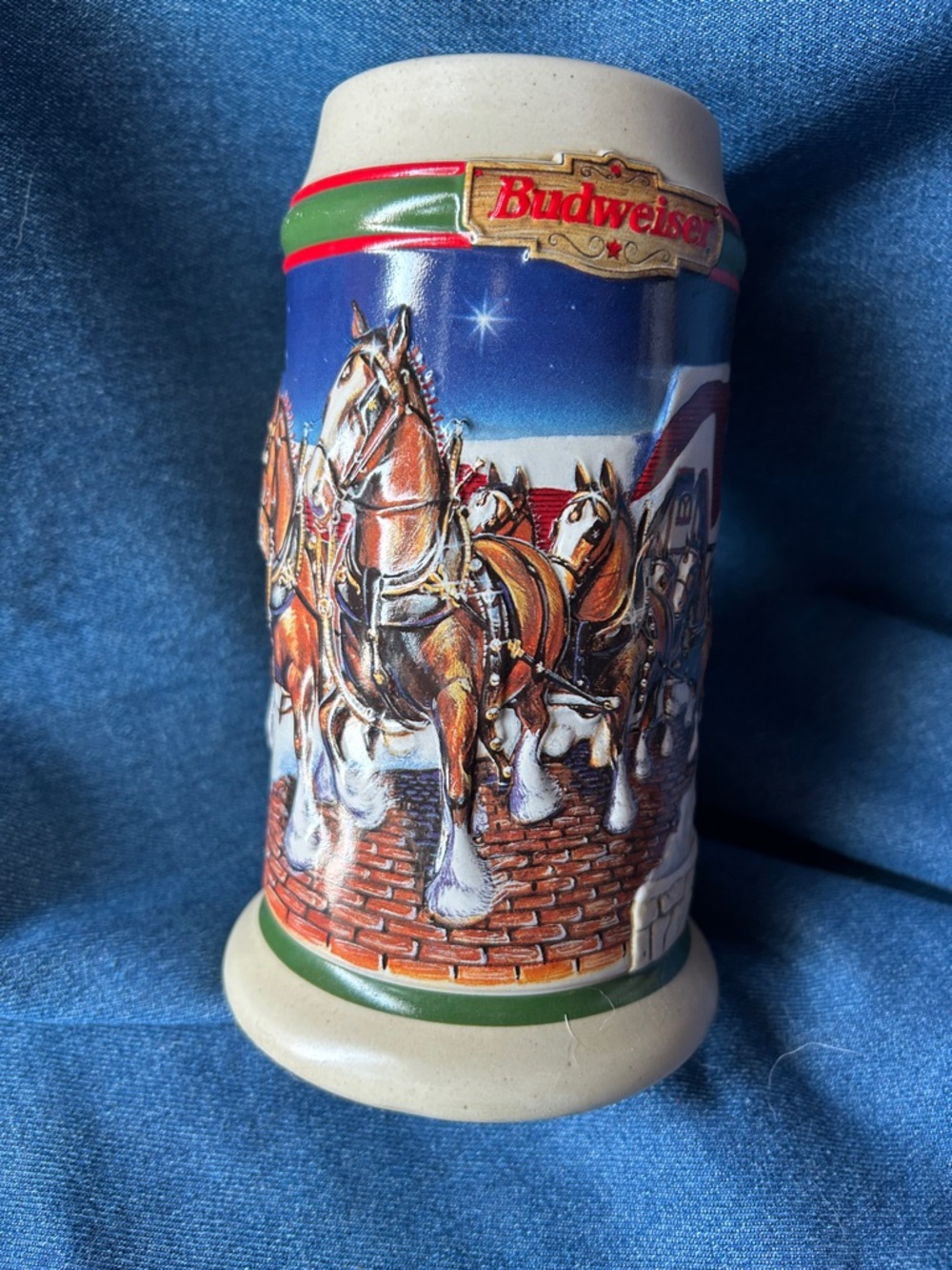 1998 Budweiser Ceramic Stein ‘Grants Farm Holiday’ 19th Edition annual holiday